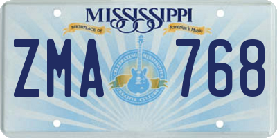 MS license plate ZMA768