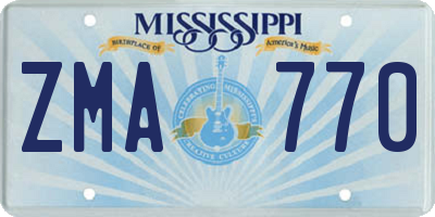 MS license plate ZMA770