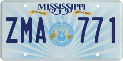 MS license plate ZMA771