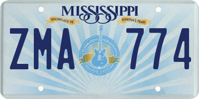 MS license plate ZMA774
