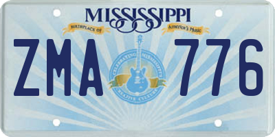 MS license plate ZMA776