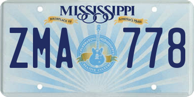 MS license plate ZMA778
