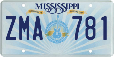 MS license plate ZMA781