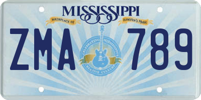 MS license plate ZMA789