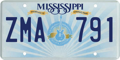 MS license plate ZMA791