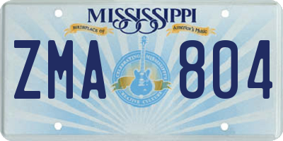 MS license plate ZMA804