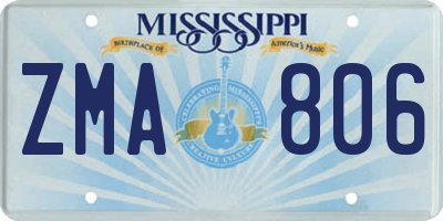 MS license plate ZMA806