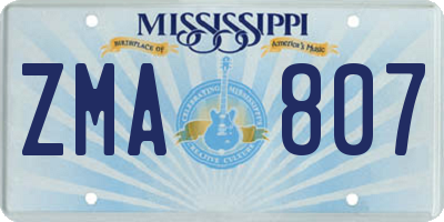 MS license plate ZMA807