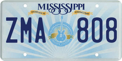 MS license plate ZMA808