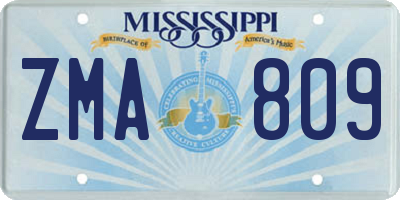 MS license plate ZMA809