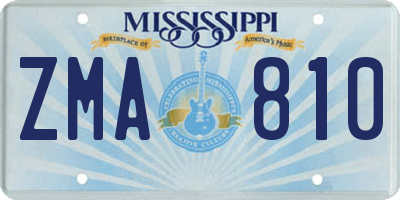 MS license plate ZMA810