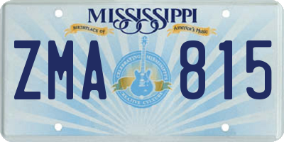 MS license plate ZMA815