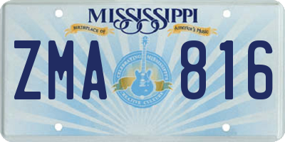 MS license plate ZMA816