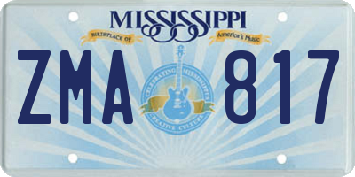 MS license plate ZMA817