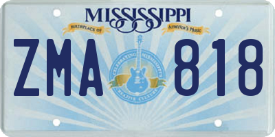 MS license plate ZMA818