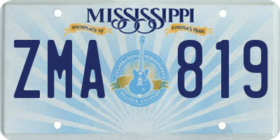 MS license plate ZMA819