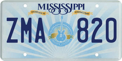 MS license plate ZMA820