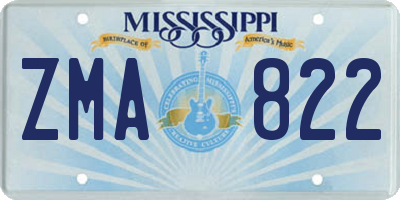 MS license plate ZMA822