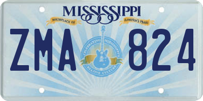 MS license plate ZMA824