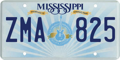 MS license plate ZMA825