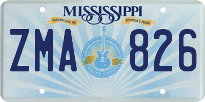 MS license plate ZMA826