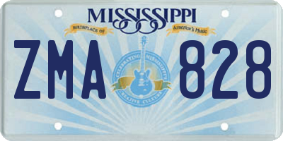 MS license plate ZMA828