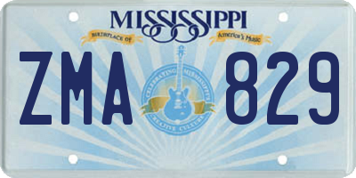 MS license plate ZMA829