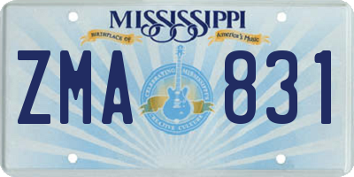 MS license plate ZMA831