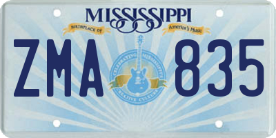 MS license plate ZMA835