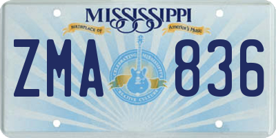 MS license plate ZMA836