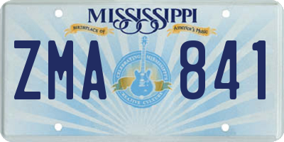 MS license plate ZMA841