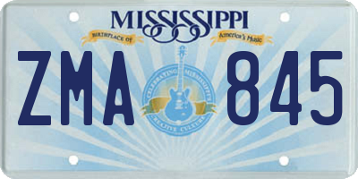 MS license plate ZMA845