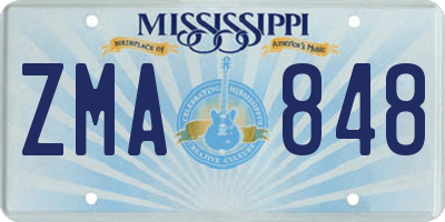 MS license plate ZMA848