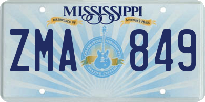 MS license plate ZMA849