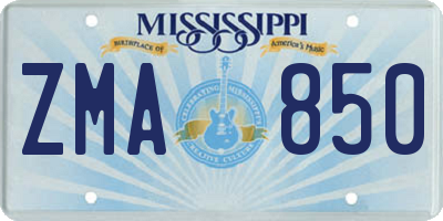 MS license plate ZMA850