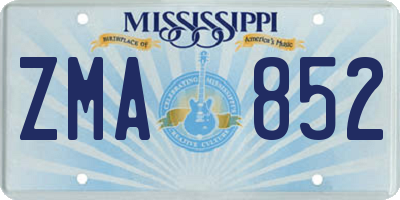 MS license plate ZMA852