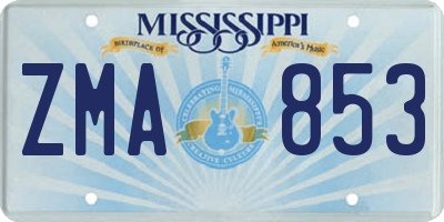 MS license plate ZMA853