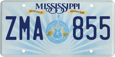 MS license plate ZMA855