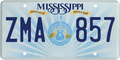 MS license plate ZMA857
