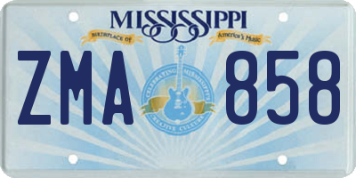 MS license plate ZMA858