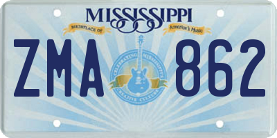 MS license plate ZMA862