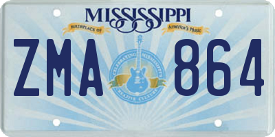 MS license plate ZMA864