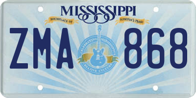 MS license plate ZMA868