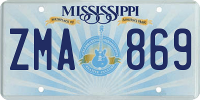 MS license plate ZMA869