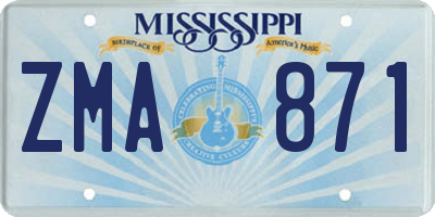MS license plate ZMA871