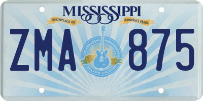 MS license plate ZMA875