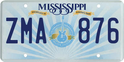 MS license plate ZMA876