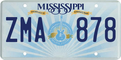 MS license plate ZMA878