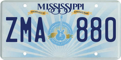 MS license plate ZMA880