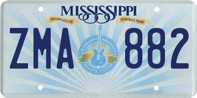 MS license plate ZMA882